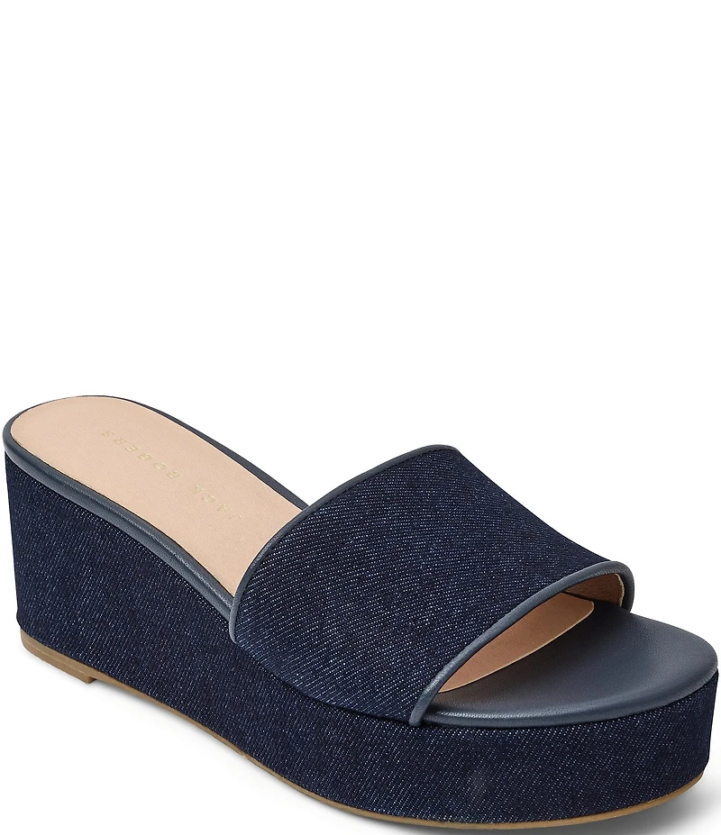 Jack Rogers Bay Denim Wedge Platform Slide Sandals