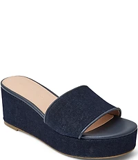Jack Rogers Bay Denim Wedge Platform Slide Sandals