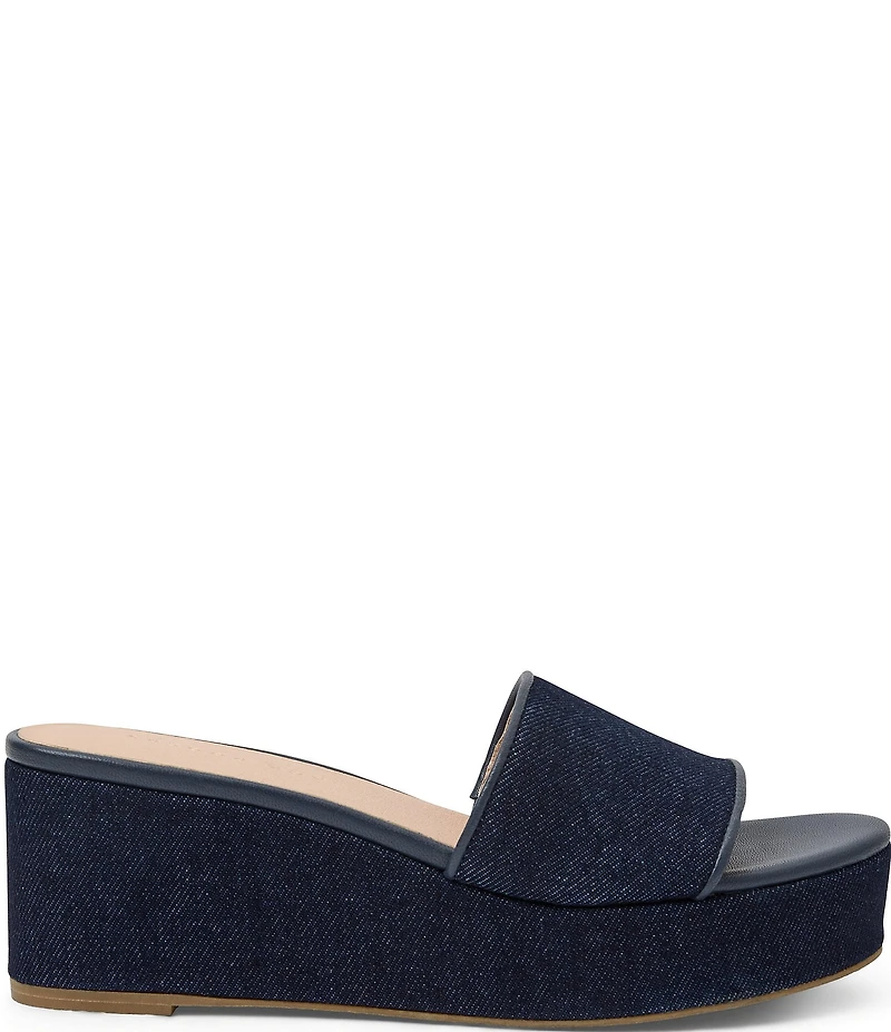 Jack Rogers Bay Denim Wedge Platform Slide Sandals