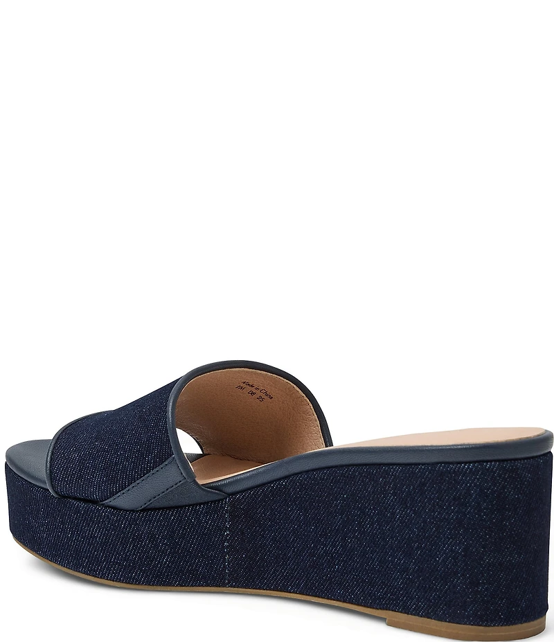 Jack Rogers Bay Denim Wedge Platform Slide Sandals