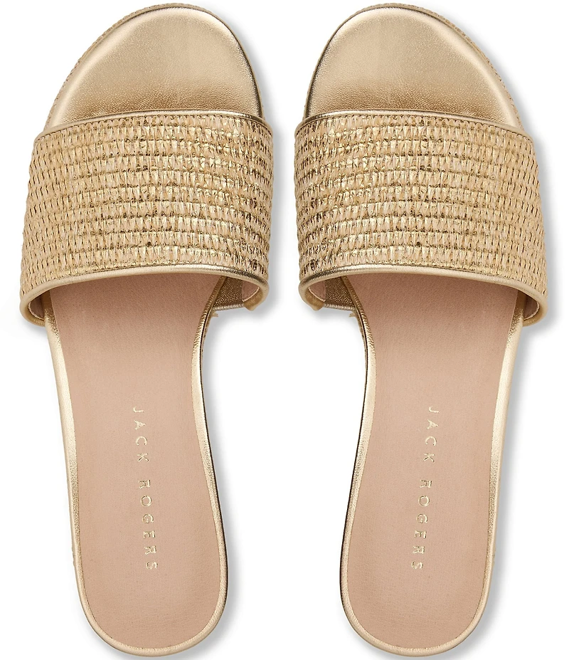 Jack Rogers Bay Raffia Wedge Platform Espadrille Slide Sandals