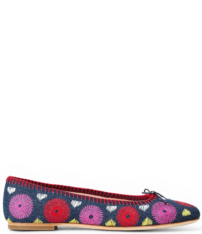 Jack Rogers Bettie Denim Flower Ballet Bow Flats