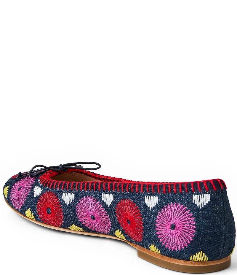 Jack Rogers Bettie Denim Flower Ballet Bow Flats