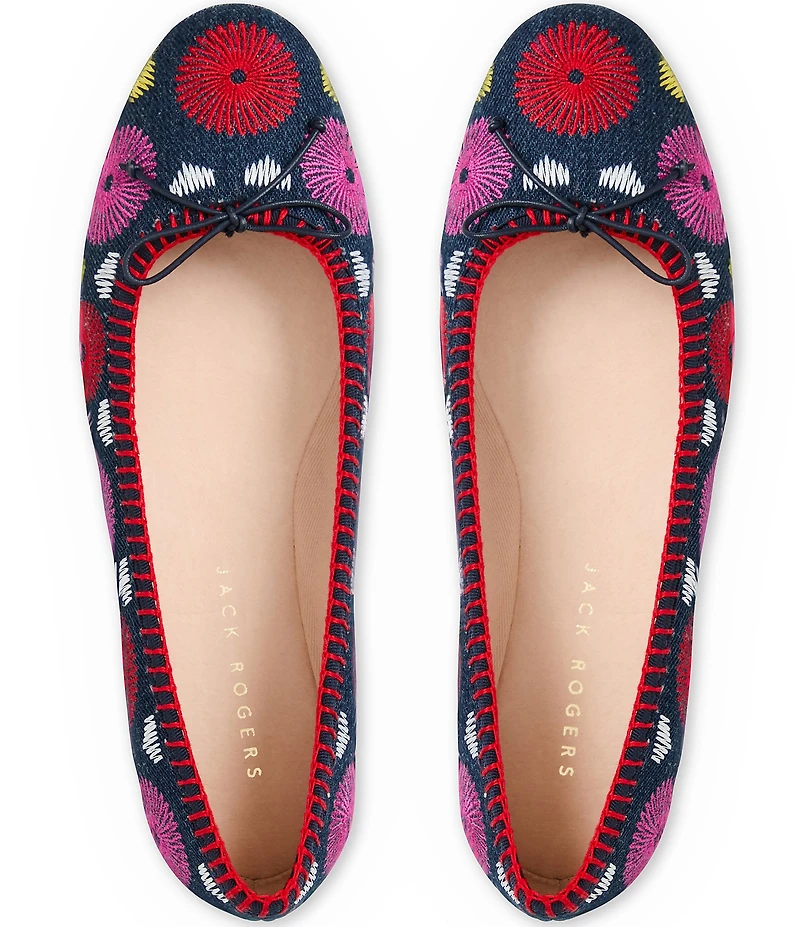 Jack Rogers Bettie Denim Flower Ballet Bow Flats