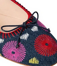 Jack Rogers Bettie Denim Flower Ballet Bow Flats
