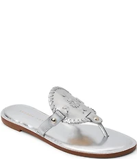 Jack Rogers Collins Leather Slip On Woven Thong Sandals