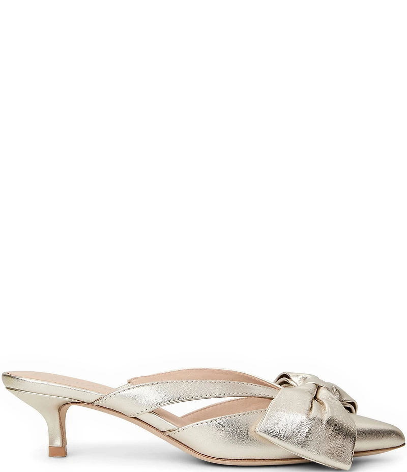 Jack Rogers Cynthia Metallic Leather Bow Detail Dress Mules