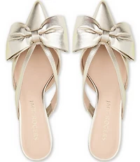 Jack Rogers Cynthia Metallic Leather Bow Detail Dress Mules