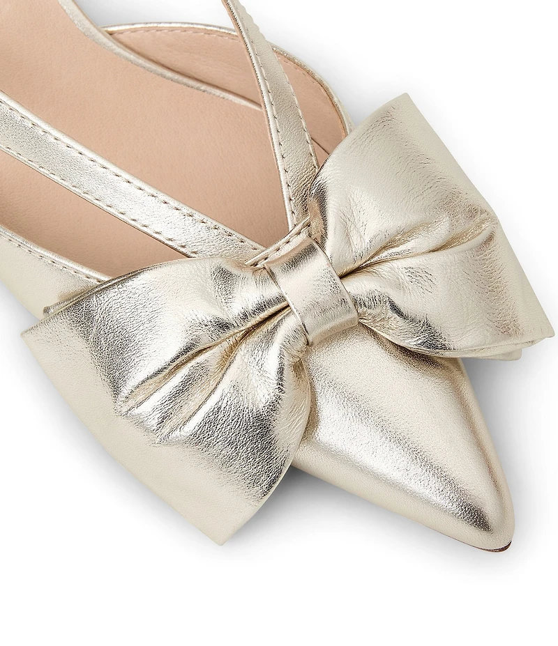 Jack Rogers Cynthia Metallic Leather Bow Detail Dress Mules