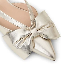 Jack Rogers Cynthia Metallic Leather Bow Detail Dress Mules