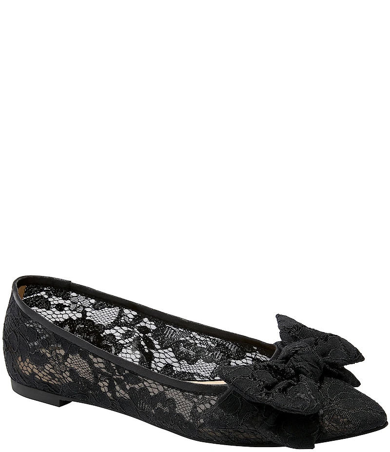 Jack Rogers Debra Floral Lace Detail Ballet Bow Flats