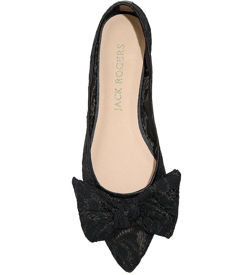 Jack Rogers Debra Floral Lace Detail Ballet Bow Flats