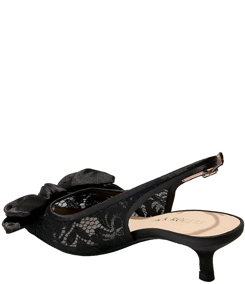 Jack Rogers Debra Floral Lace Satin Bow Slingback Kitten Heel Pumps