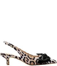 Jack Rogers Debra Leopard Print Bow Slingback Kitten Heel Pumps