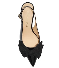 Jack Rogers Debra Satin Patent Leather Bow Slingback Pumps