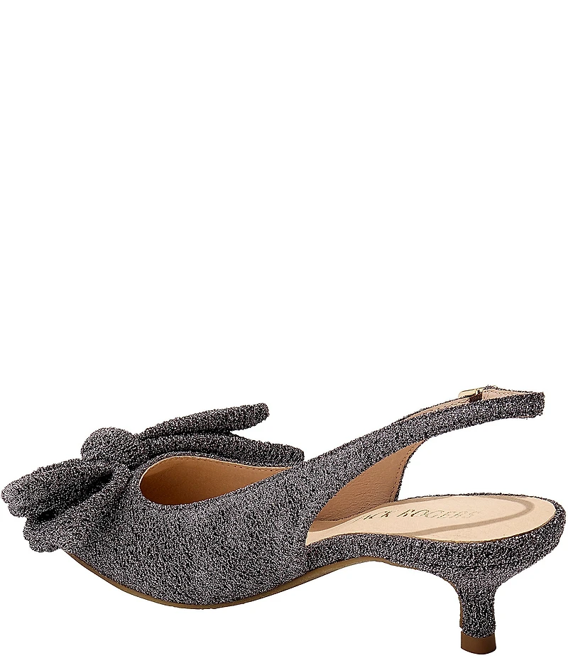 Jack Rogers Debra Sparkle Bow Slingback Kitten Heel Pumps