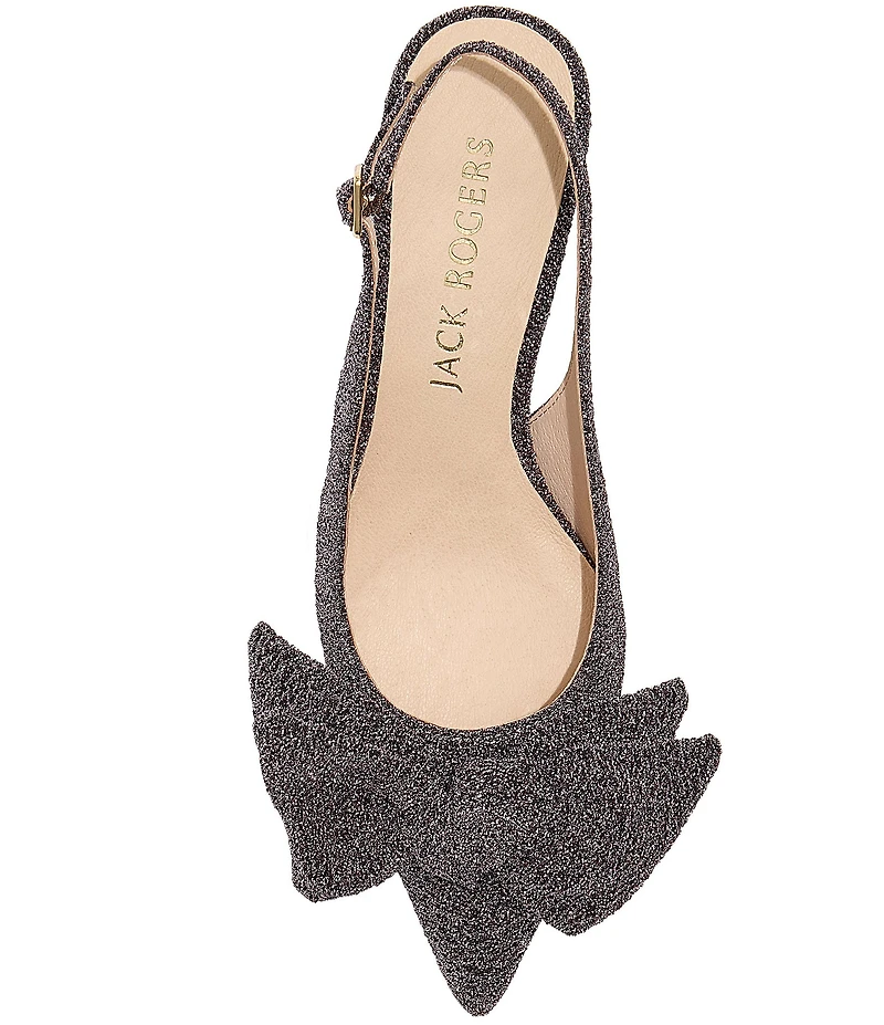 Jack Rogers Debra Sparkle Bow Slingback Kitten Heel Pumps