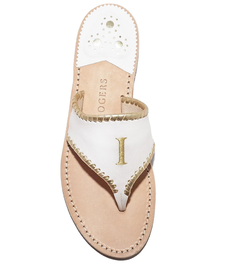 Jack Rogers Embroidered #double;I Do#double; Leather Thong Sandals