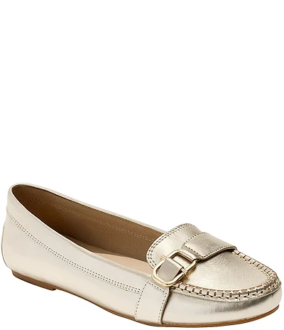 Jack Rogers Hanover Metallic Leather Buckle Hardware Strap Loafer Moccasins