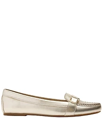 Jack Rogers Hanover Metallic Leather Buckle Hardware Strap Loafer Moccasins