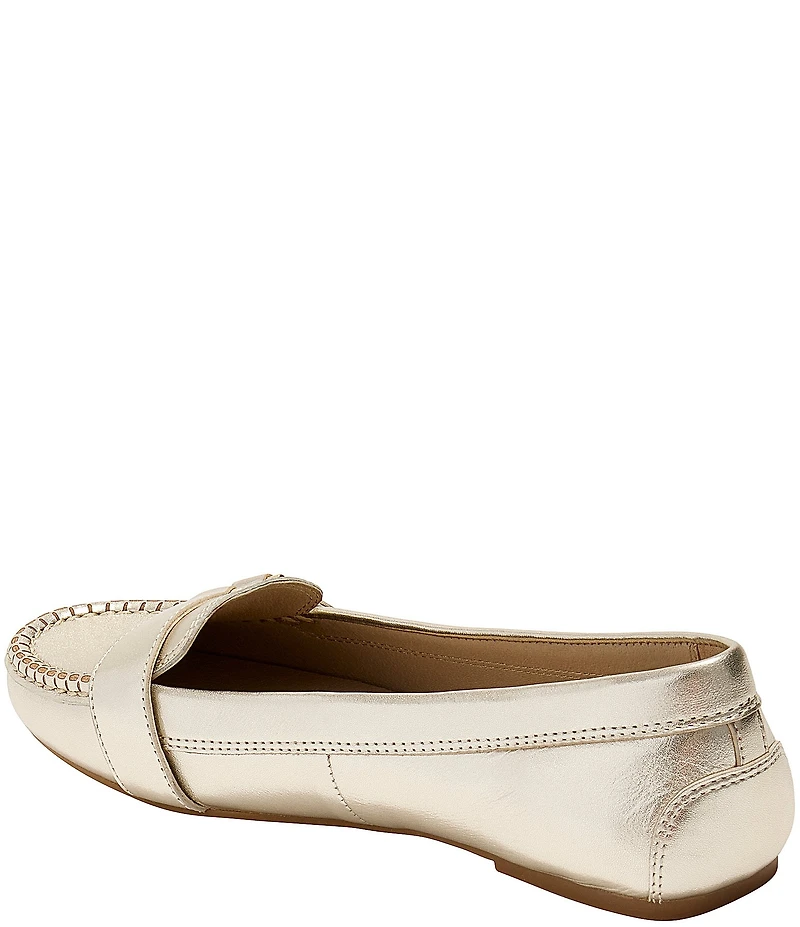 Jack Rogers Hanover Metallic Leather Buckle Hardware Strap Loafer Moccasins