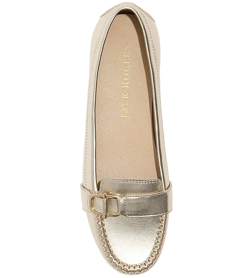 Jack Rogers Hanover Metallic Leather Buckle Hardware Strap Loafer Moccasins
