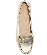 Jack Rogers Hanover Metallic Leather Buckle Hardware Strap Loafer Moccasins