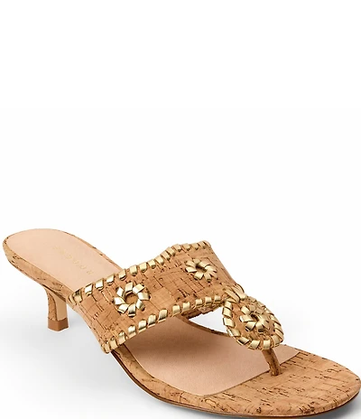 Jack Rogers Jacks Cork Kitten Heel Thong Sandals