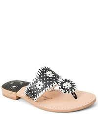 Jack Rogers Jacks Dotted Leather Flat Thong Sandals