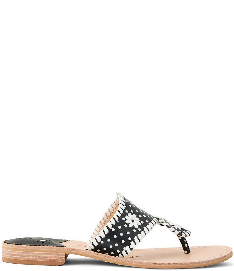 Jack Rogers Jacks Dotted Leather Flat Thong Sandals