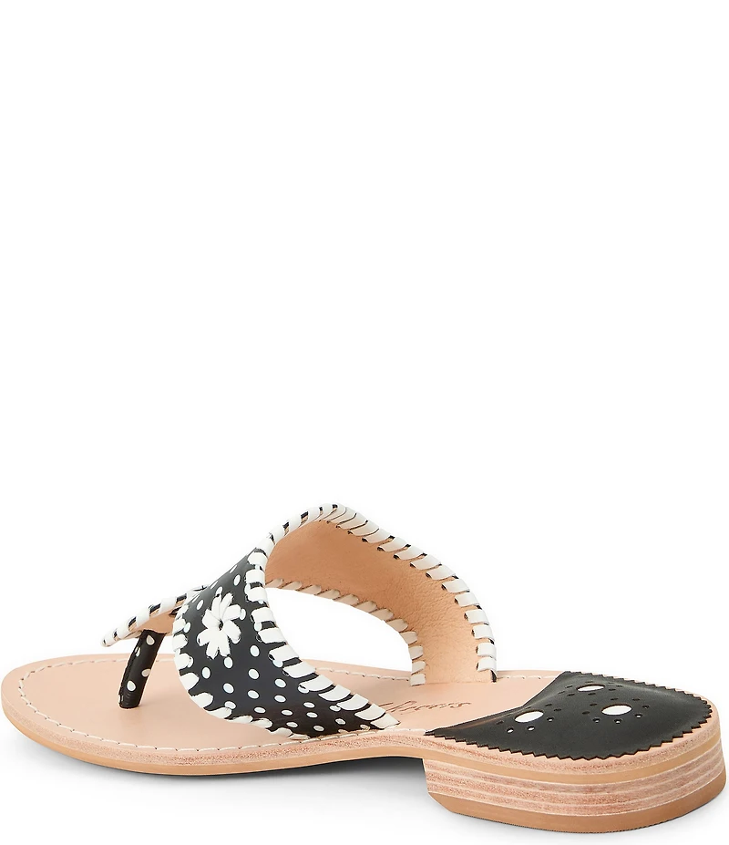Jack Rogers Jacks Dotted Leather Flat Thong Sandals
