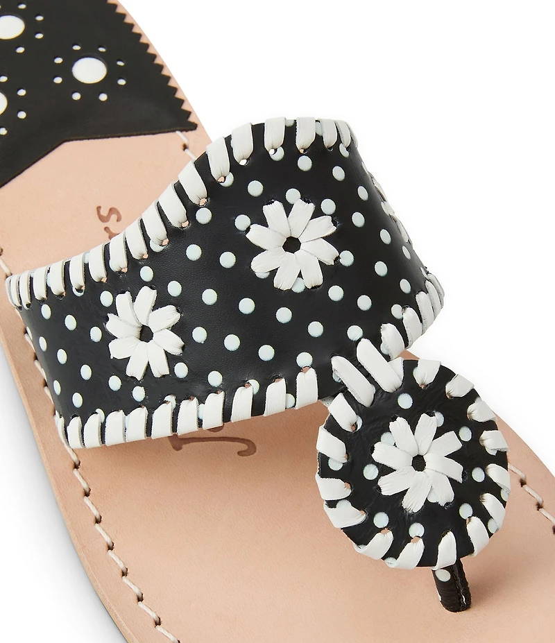 Jack Rogers Jacks Dotted Leather Flat Thong Sandals