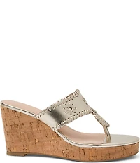 Jack Rogers Jacks High Wedge Leather Platform Thong Sandals
