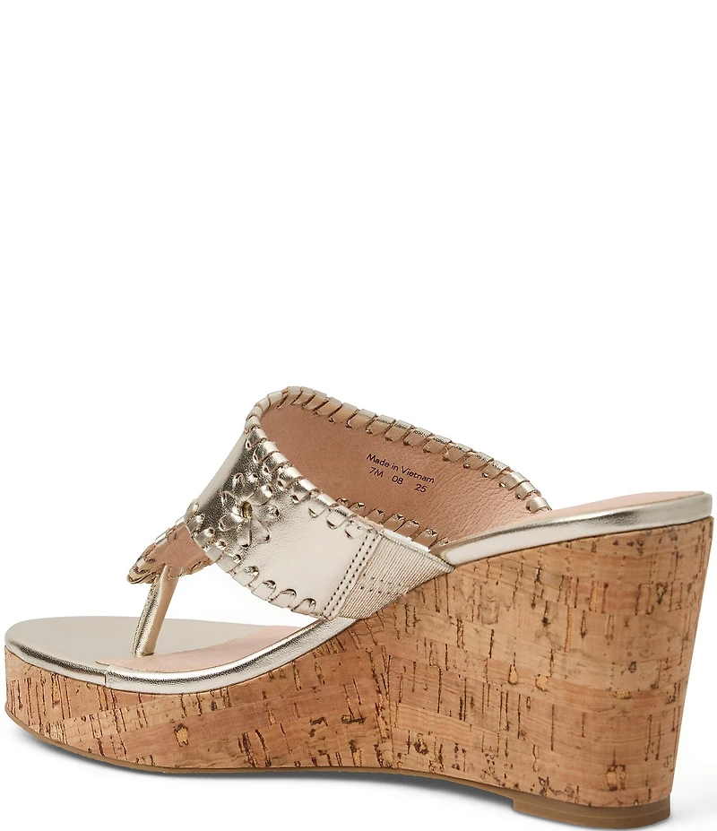 Jack Rogers Jacks High Wedge Leather Platform Thong Sandals