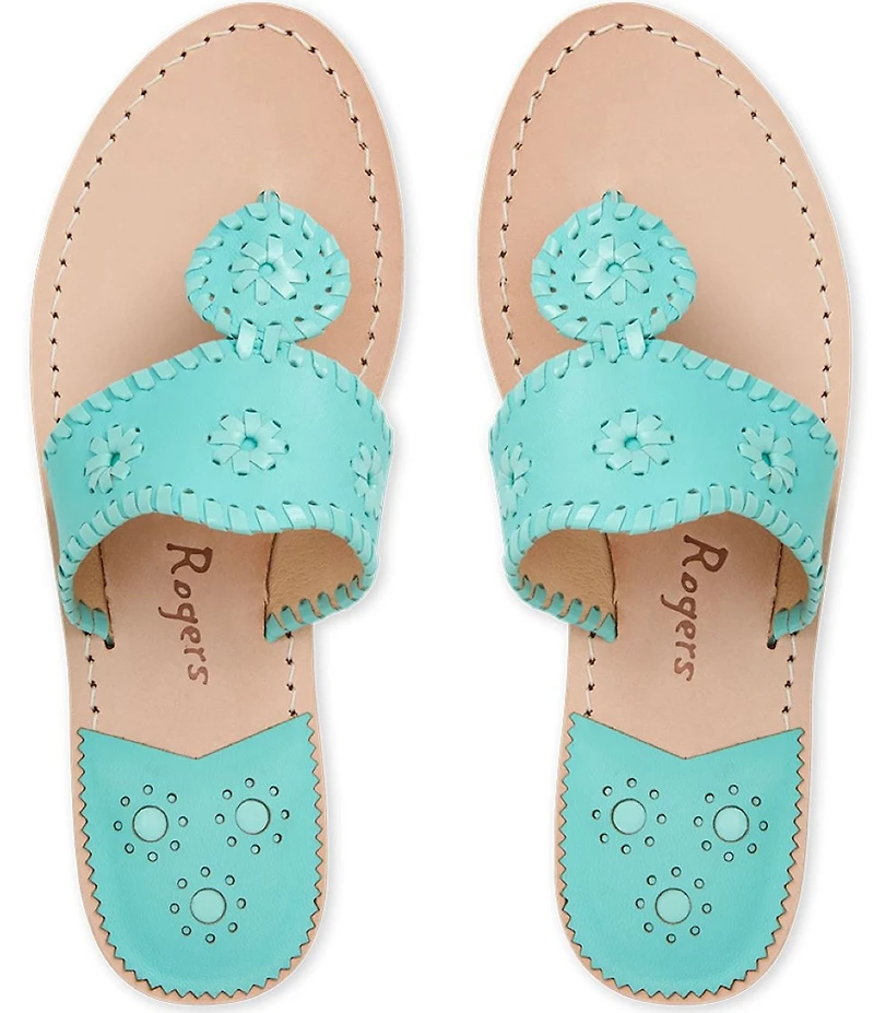 Jack Rogers Jacks Leather Flat Thong Sandals