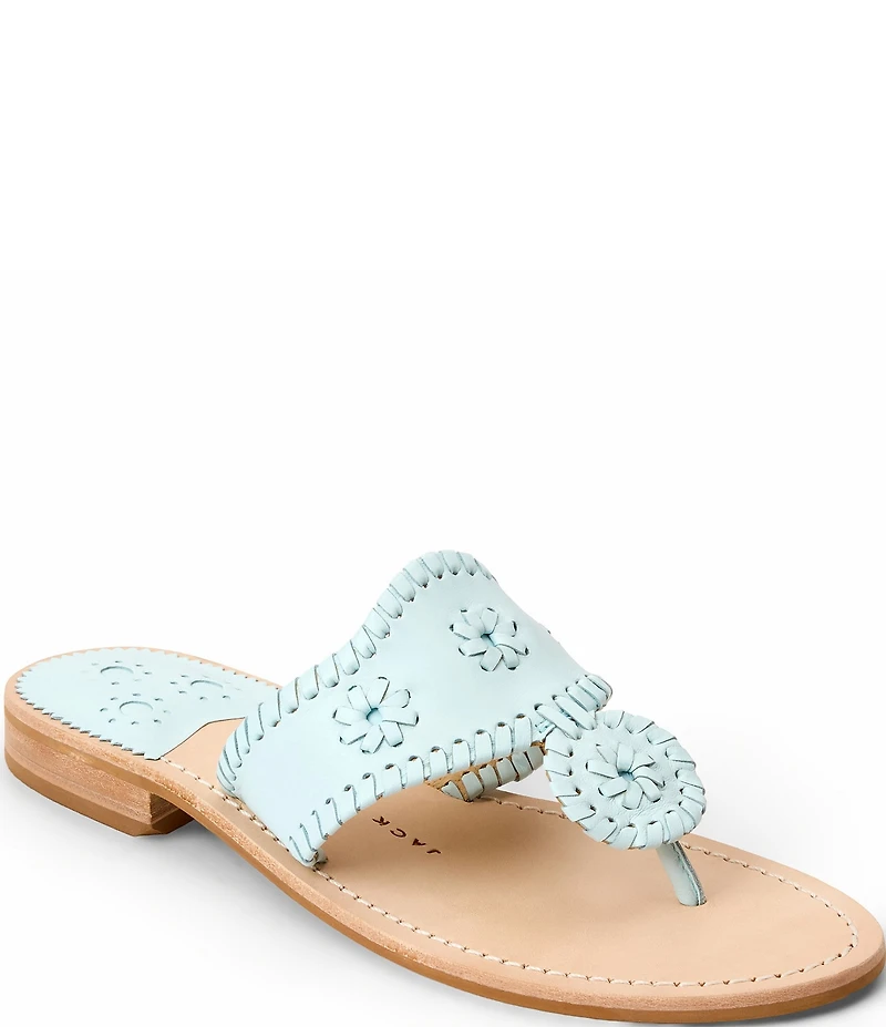 Jack Rogers Jacks Leather Woven Detail Thong Sandals