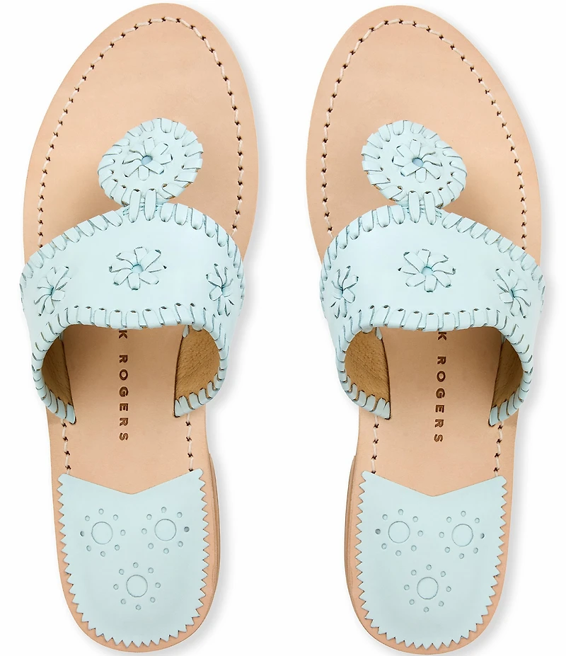 Jack Rogers Jacks Leather Woven Detail Thong Sandals