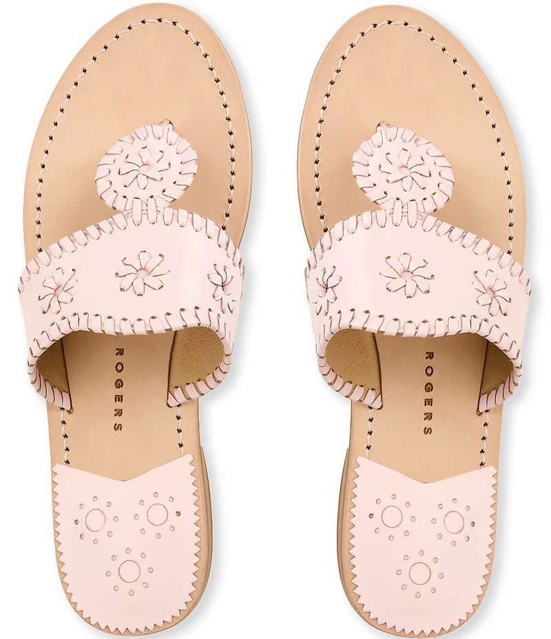 Jack Rogers Jacks Leather Woven Detail Thong Sandals