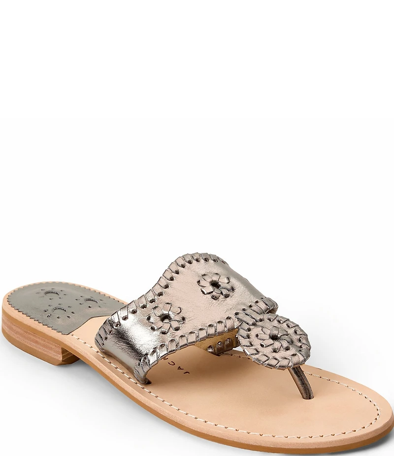 Jack Rogers Jacks Leather Woven Detail Thong Sandals