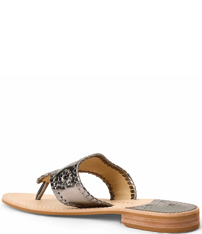 Jack Rogers Jacks Leather Woven Detail Thong Sandals