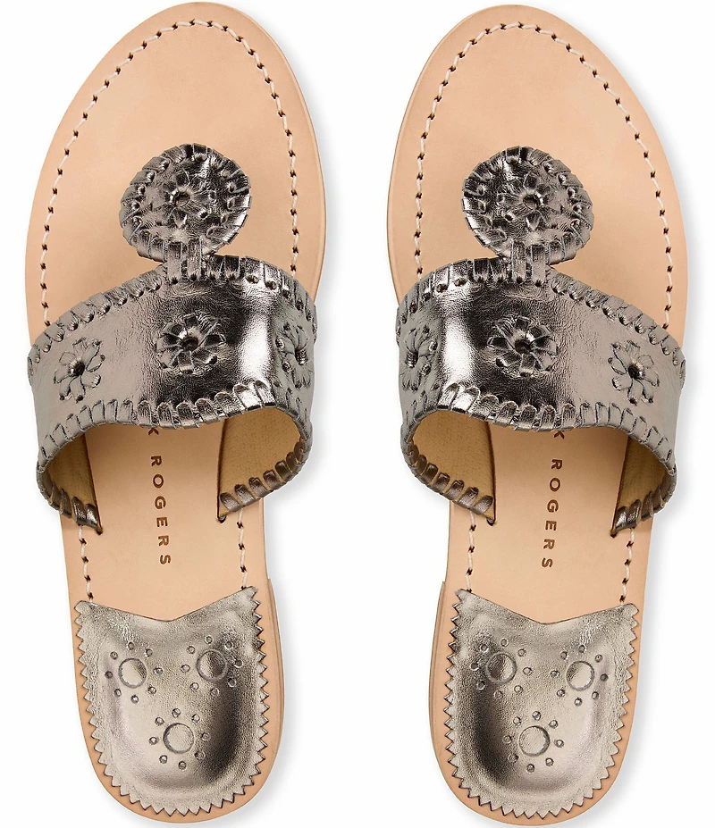 Jack Rogers Jacks Leather Woven Detail Thong Sandals