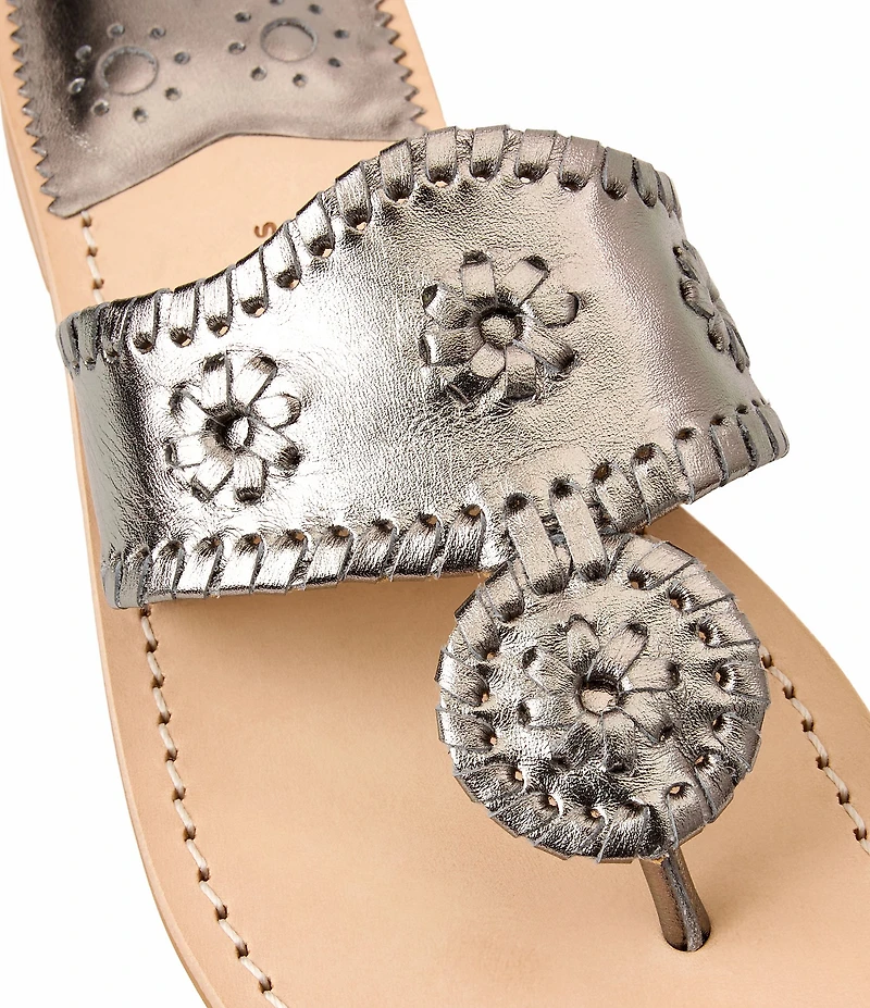 Jack Rogers Jacks Leather Woven Detail Thong Sandals