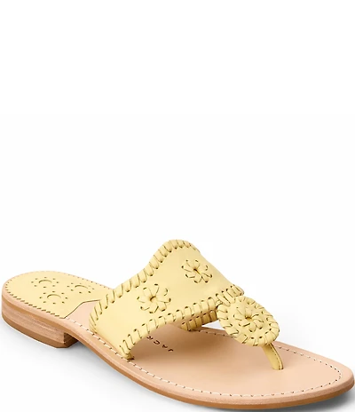Jack Rogers Jacks Leather Woven Detail Thong Sandals