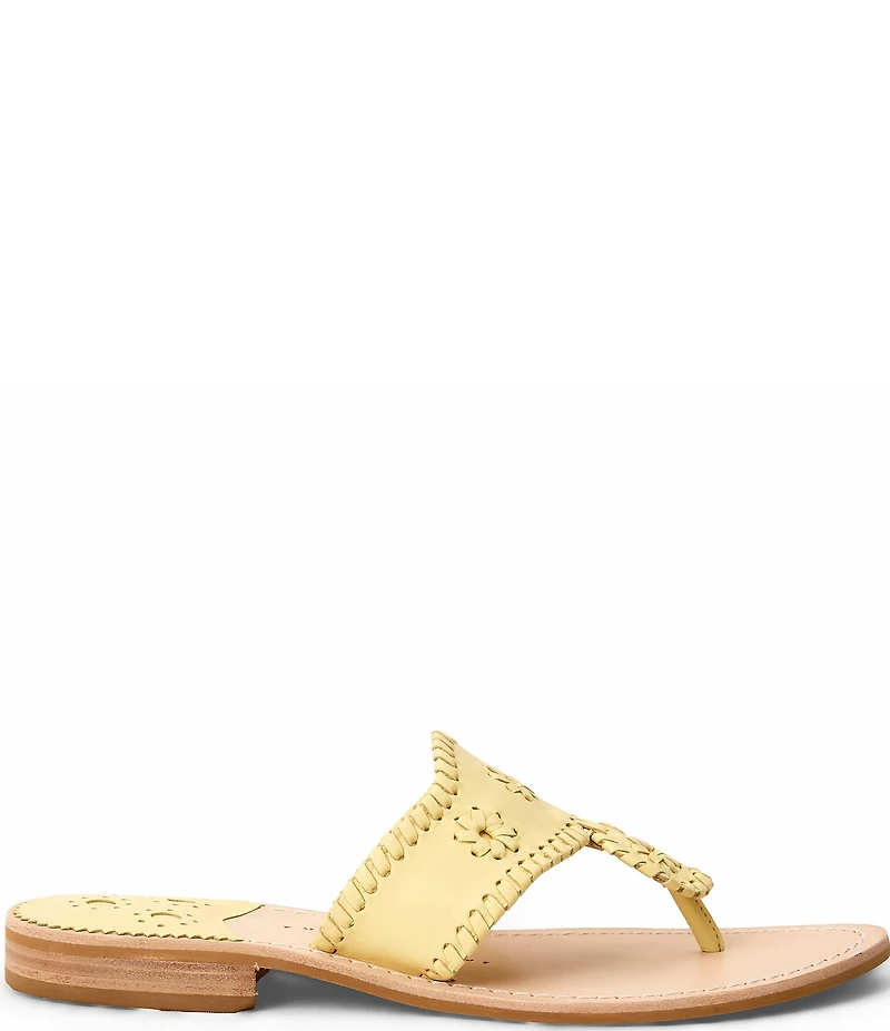 Jack Rogers Jacks Leather Woven Detail Thong Sandals