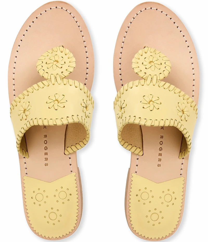 Jack Rogers Jacks Leather Woven Detail Thong Sandals