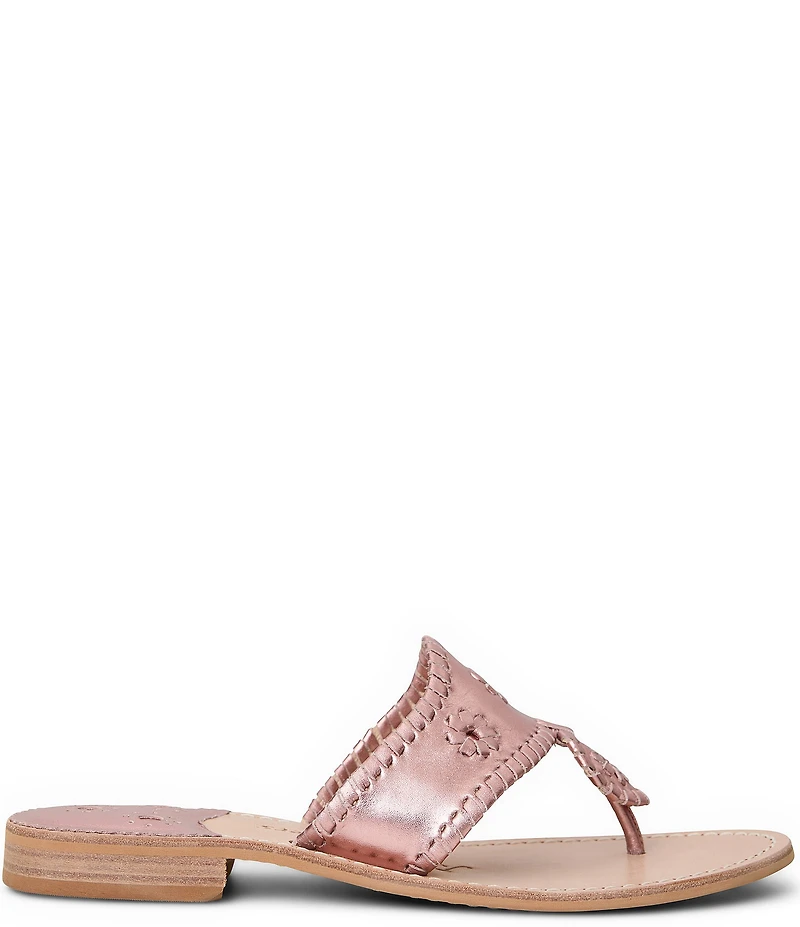 Jack Rogers Jacks Metallic Leather Flat Thong Sandals
