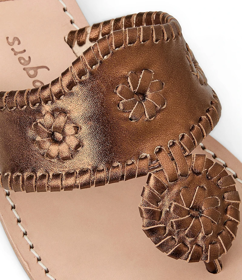 Jack Rogers Jacks Metallic Leather Flat Thong Sandals