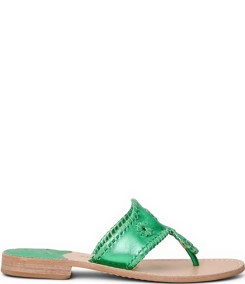 Jack Rogers Jacks Metallic Leather Flat Thong Sandals