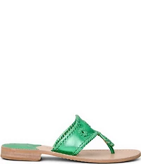 Jack Rogers Jacks Metallic Leather Flat Thong Sandals