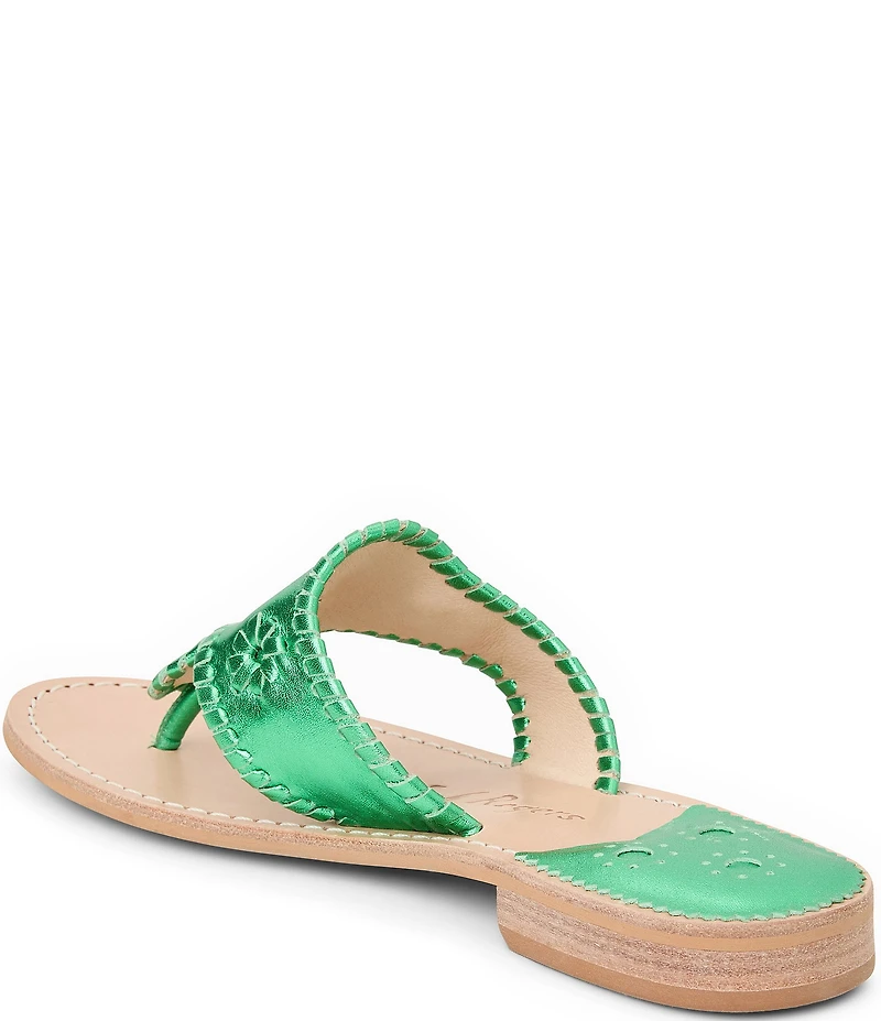 Jack Rogers Jacks Metallic Leather Flat Thong Sandals